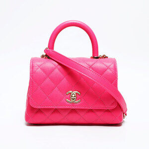 CHANEL Coco Handle XS Mini Caviar 2-Way Matelasse Shoulder Bag, Pink, WS22031